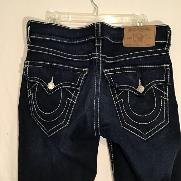 True Religion Men's Straight Flap Natural Big T Jeans Size 32 - Picture 5 of 9